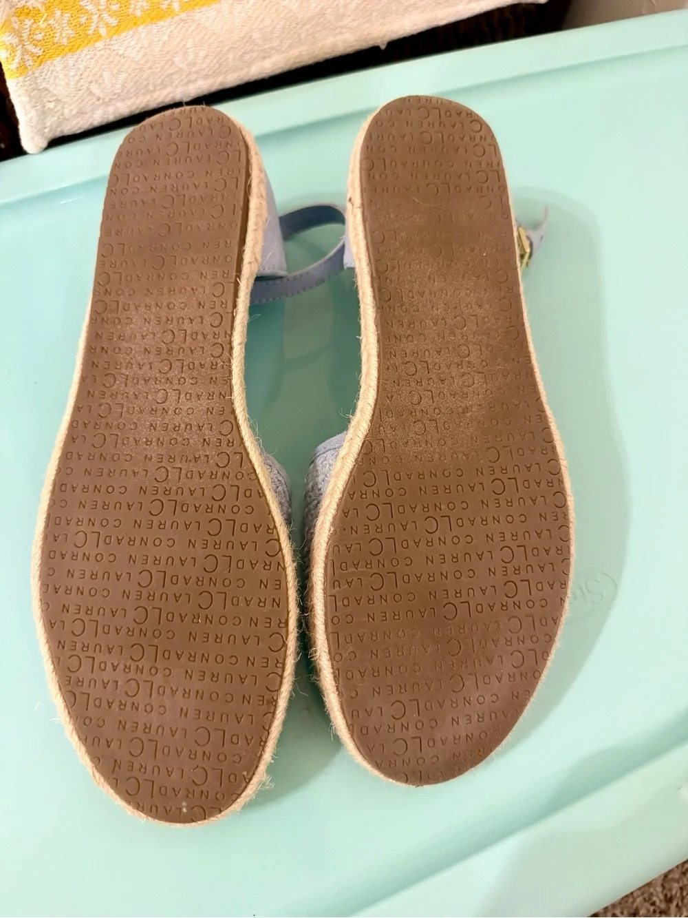 LC Lauren Conrad Light Blue Crochet Espadrille Sandals with Ankle Strap